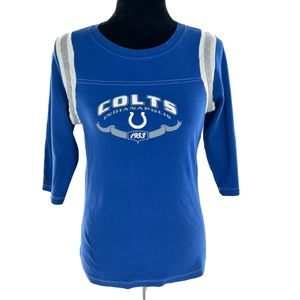 NFL for Her Indianapolis Colts 3/4 Sleeve T-Shirt Glittery Logo Size Large